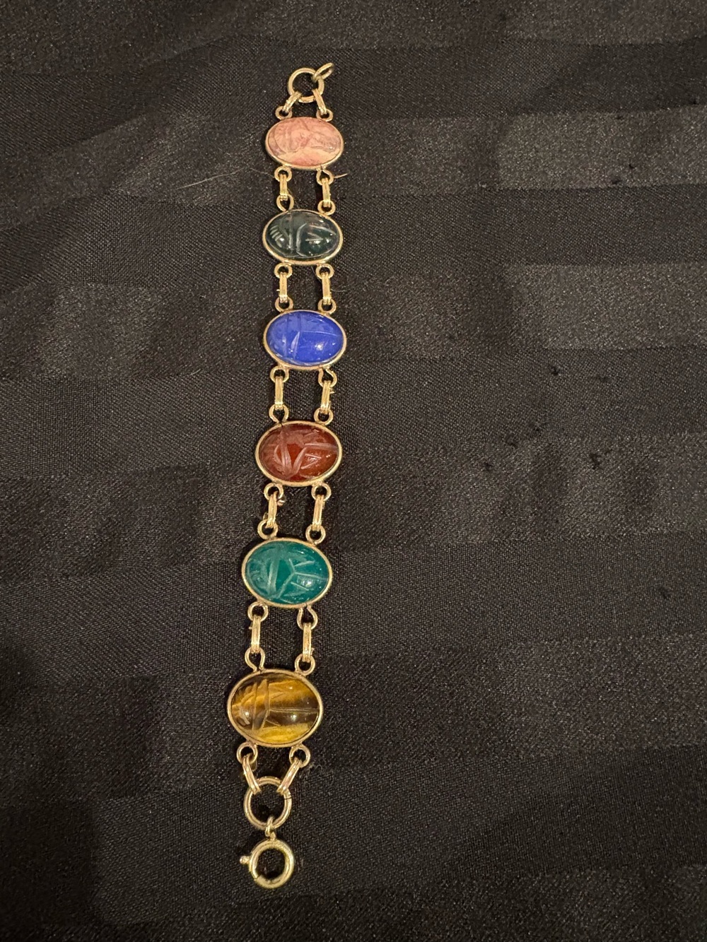 Gold Multicolor Scarab Link Bracelet